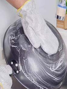 2/4 Sets Of High-Quality Steel Wire Dishwashing Gloves, With PVC Material Inside, Are Anti-Slip, Lightweight And Durable. They Are Suitable For Kitchen, Bathroom, Toilet And Outdoor Cleaning, Household Chores, Bathroom Cleaning, Anti-Slip Grips, Ergonomic Fit, Durable Materials, Reinforced Stitching, Cleaning Supplies, And Household Necessities - Reusable - View 3