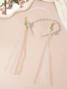 1件蝴蝶珍珠流苏发箍，温柔甜美风格发饰，日常/派对/约会优雅发型装饰 - 彩色 - 查看 12