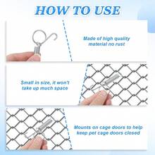 8-Pack Rabbit Cage Door Spring Latch Hooks J Clips For Wire Cages Secure Fastener For Small Pets Like Dogs Cats Parrots Guinea Pigs - 1 - View 5