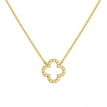 1 chiếc dây chuyền bạc Sterling S925 đính đá toàn bộ hình cỏ bốn lá rỗng, thiết kế sang trọng độc đáo, dây chuyền ôm sát cổ đa năng dành cho nữ. - Rỗng - Xem 4