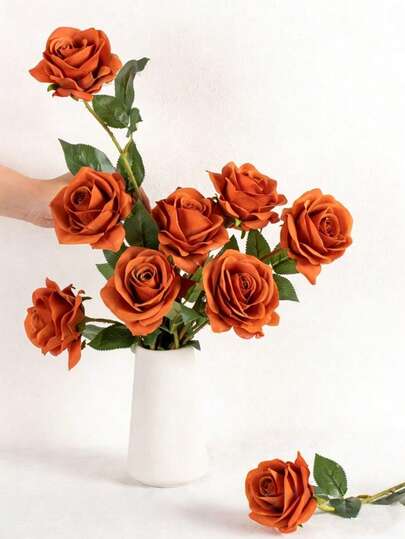 5 Packs/4 Stems/1 Stem Gold Rose Artificial Bridal Bouquet, Realistic Velvet Texture, Artificial Flower Arrangement Decoration, Fake Rose, Artificial Rose, Suitable For Valentine's Day Gifts, Wedding Parties, Home Decoration, Birthday Gifts, Indoor And Outdoor Decoration, Vase Flower Arrangement (Purchase Notice: There May Be A Slight Odor, Please Place It By The Window For 1-2 Days For Ventilation), Valentine's Day Gifts, Birthday Gifts, Graduation Gifts