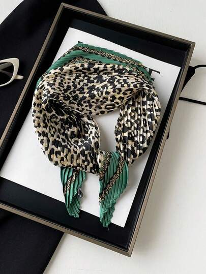 1 chiếc khăn bandana nữ mùa xuân mới, khăn quàng cổ in họa tiết nhăn, băng đô đa năng, thích hợp sử dụng hàng ngày.