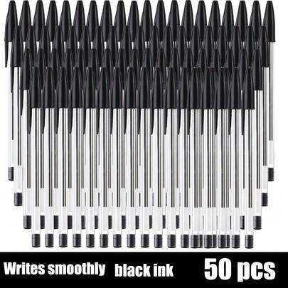 10/20/30/50pcs Gel Ink Pens, Blue/Black Ink, Durable & Portable, Office Supplies, Stationery (Black)