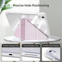 可爱Y型可折叠平板电脑保护套，带笔槽，适用于iPad Air 8 (M4) 11英寸/13英寸/2026款/第11代 (A16)/Air 11 M3 M2/Pro 11 M4 M5/第7代/第8代/第9代 10.2英寸/第10代 10.9英寸/Air 4/Air 5，防摔设计 - 粉紅色蝴蝶 - 查看 6