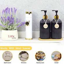 XEXUN-2+1 套装 - 500毫升/16.9盎司 PET材质液体皂液器/洗洁精分配器，带按压泵，包含漏斗和刻字标签板，可选配竹制托盘套装，台式按压式液体皂液器瓶，适用于厨房和浴室盥洗台，黑色/白色可重复灌装瓶，浴室配件 - 多色 - 查看 11