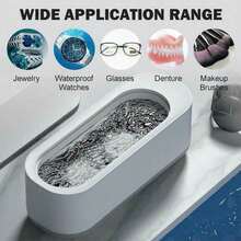Portable Ultrasonic Jewelry Cleaner Machine, Multifunctional Cleaning Tank For Rings, Necklaces, Watches, Dentures, Glasses & Coins, High Frequency Vibration Cleaning Tool For Home & Personal Care - White - View 3