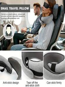 1 Memory Foam U-Shaped Pillow, Neck Pillow, Travel Pillow, Solid Color, Breathable Mesh Fabric, Built-In Storage Bag, Ergonomic Design, 360 ° Surround Support, Detachable Cleaning, Essential For Business Travel Such As Flying, Camping Nap Tool - Multicolor - View 4