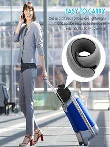 1 Memory Foam U-Shaped Pillow, Neck Pillow, Travel Pillow, Solid Color, Breathable Mesh Fabric, Built-In Storage Bag, Ergonomic Design, 360 ° Surround Support, Detachable Cleaning, Essential For Business Travel Such As Flying, Camping Nap Tool - Multicolor - View 10