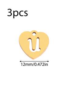 3个/套 心形吊坠 不锈钢英文字母吊坠 A-Z 字母饰品，适用于手工手链、耳环等珠宝制作 - 吊墜 - 查看 47