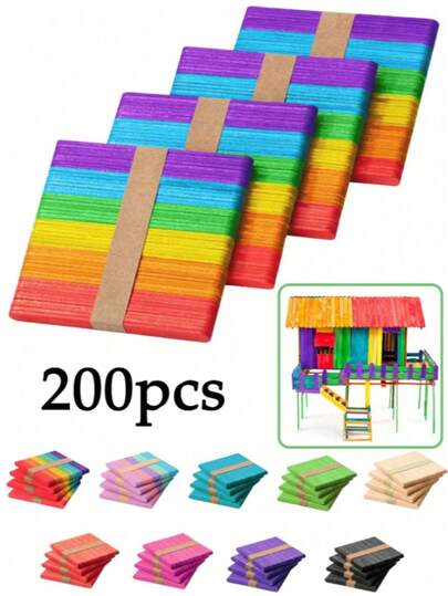 Colored Popsicle Sticks, Wooden Rainbow Popsicle Sticks, 4.5 Inch Colored Wooden Craft Sticks, Popsicle Sticks, Rainbow Popsicle Sticks, DIY Handmade Craft Materials, Premium Natural Organic Wood,Building Models,For Waxing, Craft Project, Tongue Depressor, Popsicle, Ice Cream Stick,Woodcraft, Paint Stirrer And Art,Home Art Projects, Classroom Art Supplies