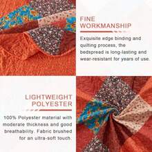 Queen Quilt Bedding Set 3 Piece Multicolour Patchwork Print Orange Bedspreads Queen Size Reversible Lightweight Quilts Set Soft Microfiber Fall Quilt Autumn Quilt All Seasons - Naranja - Ver 6