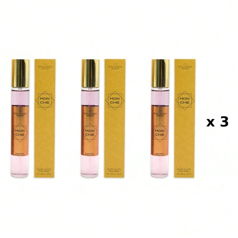 Mini perfume para mujer REYES QUEENS, Mon Che 33 ml Pack 3 Unidades Familia Olfativa: Frutal, Tamaño: 33 ml, Concentración: Agua de colonia, Género: Femenino - Afrutado y cítrico - Ver 1