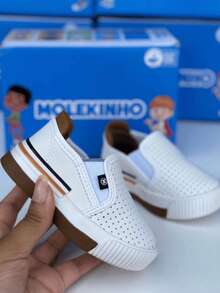Baby Boy's Sneakers Slip On Shoes Easy To Put On Molekinho - trắng - Xem 11
