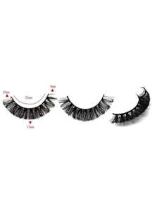7 pares de pestañas postizas de ojos de gato con rayas - Negro - Ver 3
