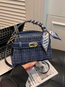 Mini Fashionable Versatile Contrast Color Casual Handbag, Women's Shoulder Crossbody Bag - Royal Blue - View 5
