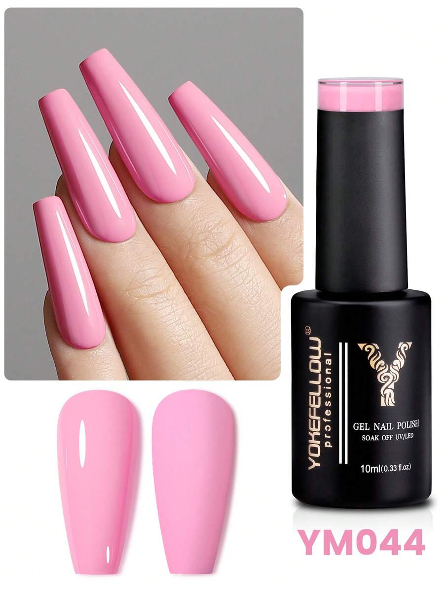 YOKEFELLOW 10毫升凝胶指甲油，粉色美甲夏季半永久美甲凝胶指甲油可卸UV LED美甲沙龙DIY女士女孩 - 粉色 - 查看 1