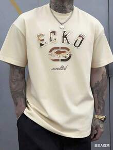 The Iconic ECKO Unltd Graphic Features A Bold Rhino Emblem With Urban Camouflage Lettering Symbolizing Strength Individuality Urban Culture   220g - 杏色 - 查看 3