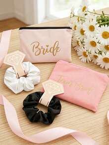 Bộ quà tặng 14 món cho tiệc cưới - Túi trang điểm cho cô dâu và phù dâu kèm cọ satin, dây buộc tóc, quà tặng cho khách dự tiệc cưới, chuẩn bị cho ngày cưới. - A - Xem 11