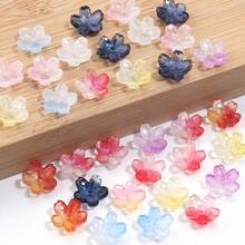 50 piezas Sakura 10mm Cuentas de vidrio 3D, pétalos de cerezo, cuentas sueltas redondas con agujero central para manualidades de joyería DIY, accesorios para el cabello, encantos de teléfono, pulseras, collares, suministros de artesanía de joyería - Cuentas de flor de cerezo - Ver 7