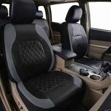 Full Set PU Leather Car Seat Covers, Single-Line Diamond Quilted Supportive PU Leather, Suitable For Airbags, Breathable, Fit For Sedans, Trucks And SUVs, Comfortable And Durable, Water-Resistant And Prevent Stains, Dust And Liquid Splashes. - Seat Covers - View 5