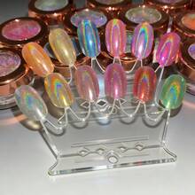 Y2K Holographic Super Shiny Mermaid Nail Powder, Mirror Metal Friction Powder, Holiday DIY Nail Art, Holographic Mirror Powder Nail Art Set - Nhiều màu - Xem 4