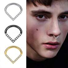 1 chiếc khuyên tai bằng thép không gỉ đính đá CZ hình giọt nước, thích hợp cho xỏ khuyên Daith, Helix, Tragus, Conch, kích cỡ 16G, dùng cho xỏ khuyên mũi. - Bạc - Xem 1