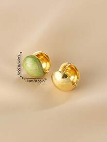 1 Pair Copper Material Fashion Petite Personalized Elegant Versatile Green Drip Oil Ball Stud Earrings, Suitable For Women's Daily, Festival, Vacation Wear - Geometric Sphere - View 6