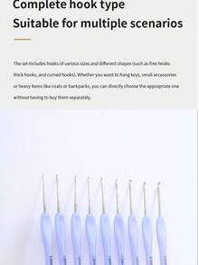 9支装软塑料柄钩针套装，0.8毫米-2.5毫米符合人体工学的防滑编织针，光滑金属钩针，适用于阿米格鲁米玩偶、蕾丝工艺品，适合初学者和经验丰富的钩针编织者 - 9PC - 查看 5