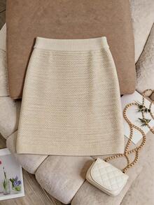 Bohemian/Vacation Style Women V-Neck Openwork Knit Tank Dress 2 Pieces Set, Summer - White Apricot - View 3