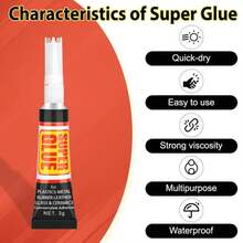 WhizToys Super Glue (12-Pack),Quick-Drying, Clear Liquid Super Glue For Plastic,Metal,Wood, Ceramic,Rubber And More,Strong Bonding Adhesive For Crafts,Repairs,DIY - ColorA - 查看 3