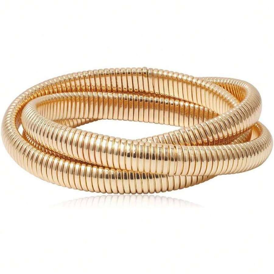 Stackable Spiral Snake Chain Bracelet, 44323812 - Hot Pink - View 1