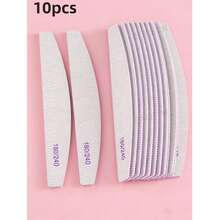 10 件装专业半月形指甲锉，180/240 目，美甲用品，美甲工具，美甲艺术工具，指甲，美甲工具（用于修整）。 - 灰色 - 查看 3