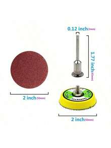 50-100片装 2英寸（50毫米）砂纸片，粒度60-2000目，电动打磨抛光砂纸套装，适用于电钻和角磨机的配件 - 彩色 - 查看 3
