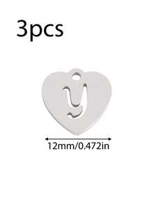 3个/套 心形吊坠 不锈钢英文字母吊坠 A-Z 字母饰品，适用于手工手链、耳环等珠宝制作 - 吊墜 - 查看 39