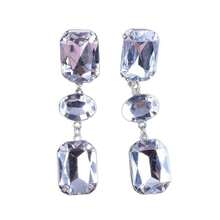 女士几何水晶耳环，适合日常佩戴和派对场合 - 銀色 - 查看 5