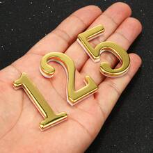 1pc/5cm Double-Layer 3D Golden Acrylic House Number Plate, Self-Adhesive Golden Address Plaque, Easy Installation For Door, Mailbox, Entrance, Outdoor Apartment Mailbox Post, Modern Home Address Sign, Spring Home Renovation, Housewarming Gift For Easter, Mother's Day, Memorial Day Outdoor Decor, Enhance Curb Appeal - Multicolor - View 5