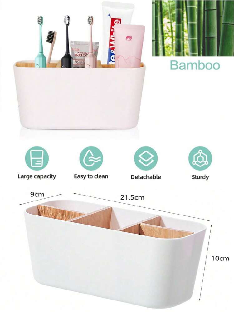 1 Toothbrush Holder/Toothpaste Holder, For Bathroom, Shower Room, Multifunctional Toothbrush Holder, Bathroom Toothbrush Storage Rack, Toothbrush Holder, Home Bathroom Decor, Autumn Decor, Back To School Season - Multicolor - View 16