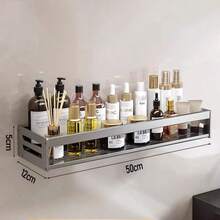 Estantería de almacenamiento para baño, estantería de almacenamiento para cocina, almacenamiento de pared de cocina, estantería de almacenamiento para balcón, adecuada para cocina, baño, inodoro, balcón, material de aleación de aluminio, resistente y duradero, a prueba de humedad y óxido, estantería de almacenamiento para botellas y frascos, ahorra espacio, dos métodos de instalación, estantería de almacenamiento sin taladro - A - Ver 12