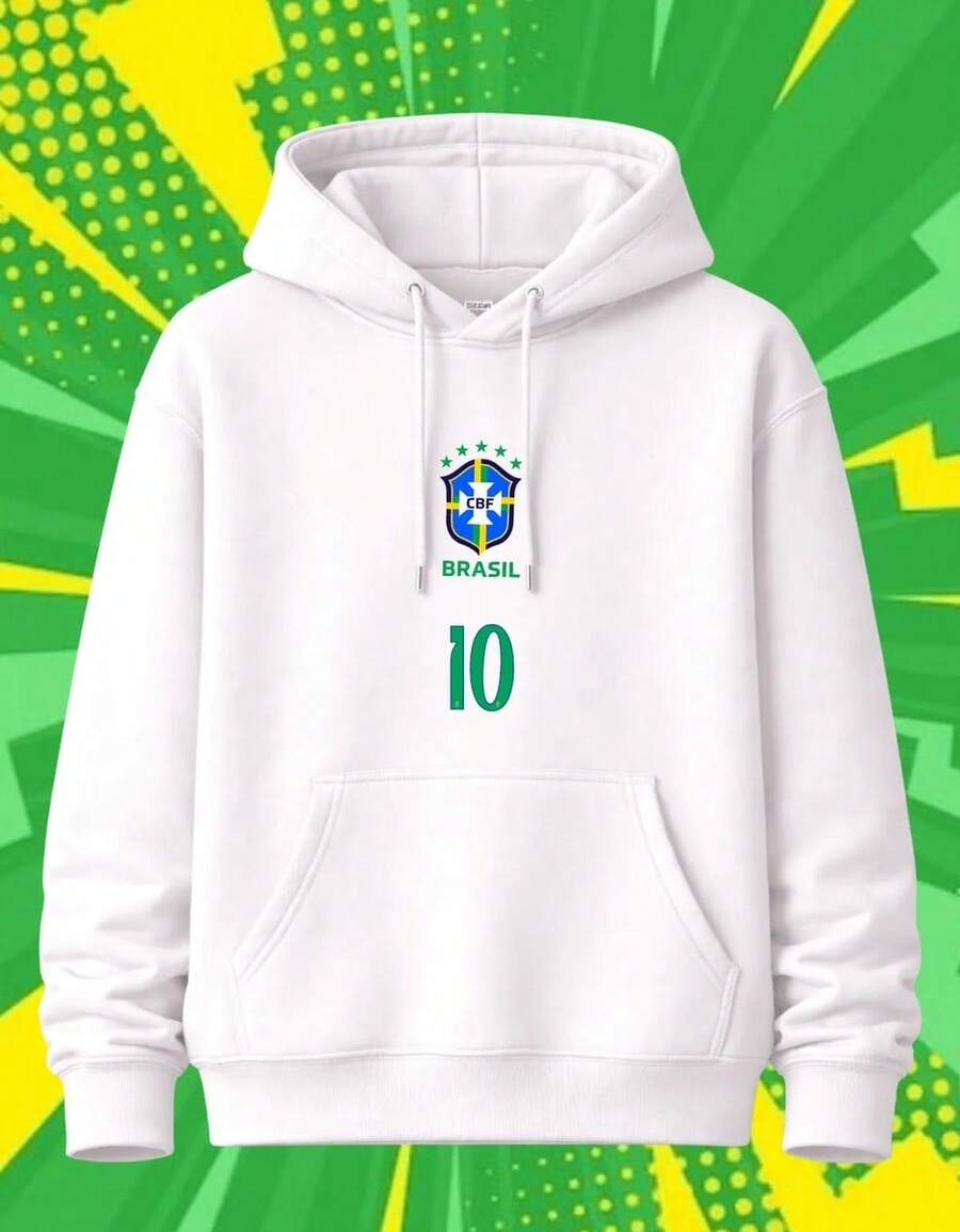 Brazil 10 Sweatshirt, Unisex Fan Jacket - White - View 1
