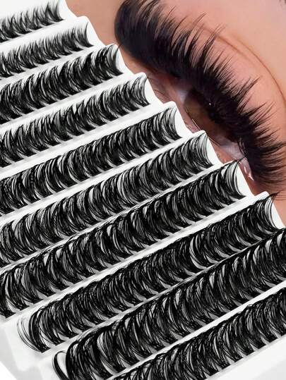 200 sợi mi giả uốn xoăn độc lập, độ dày 50D, kích thước 8-16mm, tự uốn xoăn, trông tự nhiên nhưng siêu dày, mỏng, siêu mềm, siêu nhẹ, có thể tái sử dụng, bộ dụng cụ nối mi, thích hợp cho: