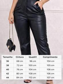 Women's High-Waisted Leather Pants, Shaping, Premium, Elegant, Comfortable, Blogger-Style, Winter. - Black - View 7