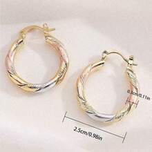 1 Pair Fashionable Colorful Round Earrings, Creative Versatile Earrings Gift For Women - Gold - View 4