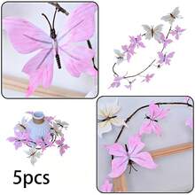 5 cành cây khô nhân tạo có hình bướm, dùng trang trí cửa sổ và sân vườn, hình bướm 3D sống động như thật. - Nhiều màu - Xem 28