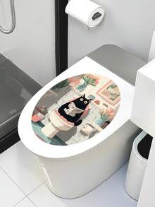 1张可爱猫咪装饰贴纸，可用于马桶盖或浴室墙面装饰 - 34314-讀隅 - 查看 5