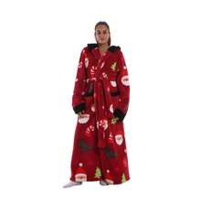 Neue Herbst-Winter-Faulbettdecke, TV-Decke, Outdoor-Kälteschutz-Kapuzen-Loungewear, Langarm, Verdickter Paar-Kapuzen-Bademantel, Loungewear - Rote Weihnacht - Übersicht 2