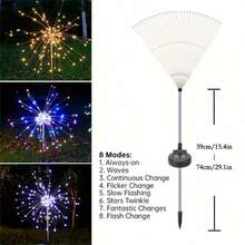 2pcs Solar Powered Firework Lights, Suitable For Outdoor Use, Waterproof, With 90 LED Flickering Solar Lights, Applicable For Outdoor Patio, Backyard, Garden And Pathway Decoration - Ground-mounted Fireworks Lights - View 6