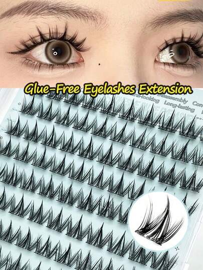 Lvcheryl 100片装自粘式假睫毛套装，C型卷翘，无需胶水，自然妆效，适合日常及特殊场合佩戴，新手DIY即可轻松上手。