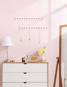 Necklace Holder Pink, Acrylic Necklace Hanger Wall Mount, Hanging Necklace Organizer, Jewelry Hooks For Necklaces, Bracelets, Chains - 彩色 - 查看 2