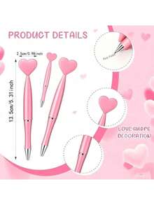 1-12支装粉色心形旋转圆珠笔，婚礼签名，适合学校办公用品，浪漫爱情书写工具，办公用品，婚礼，情人节用品，精致书写工具，返校礼物 - 愛心筆 - 查看 3