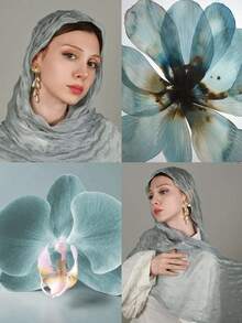 1 Pc Solid-Color Crepe Wrap Hair Hijab, Prayer Headscarf Long Robe, Multipurpose Hair Accessory, Lightweight Shawl - Multicolor - View 12